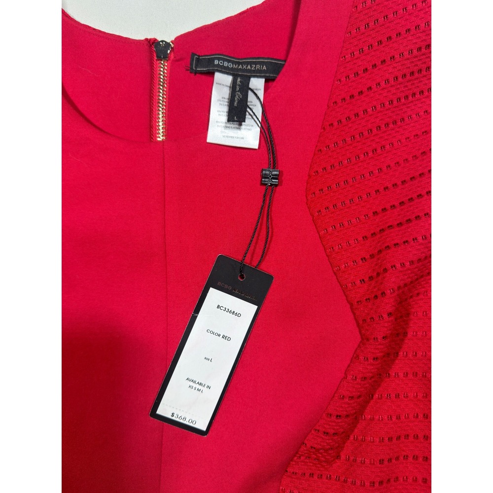 BCBGMAXAZRIA Tulip Dress NWT Red Fit & Flare Sleeveless Size L - Picture 14 of 15